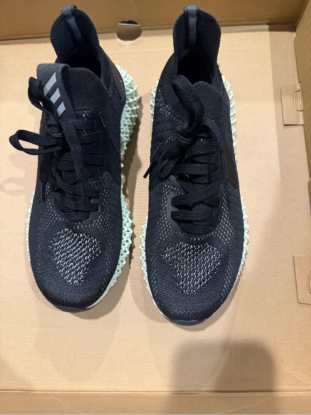 Adidas Alphaedge 4D Men's Black Knit Sneakers with Light Green 4D-Printed Sole